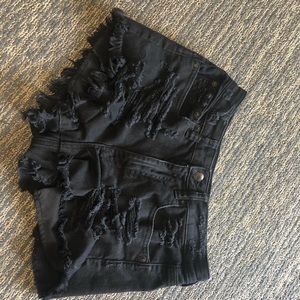Ripped vintage black Jean shorts